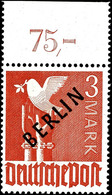 3 Mark Schwarzaufdruck Oberrand Platte Dgz. Tadellos Postfrisch, Tiefst Gepr. Schlegel BPP, Mi. 350,--, Katalog: 19 P OR - Andere & Zonder Classificatie