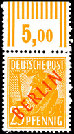 25 Pfg Rotaufdruck Mit Walzendruck-Oberrand, Tadellos Postfrisch, Kabinett, Gepr. Schlegel BPP, Mi. 500.-, Katalog: 27W  - Andere & Zonder Classificatie