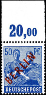 50 Pf Rotaufdruck Oberrand Platte Ndgz. Tadellos Postfrisch, Mi. 400,--, Katalog: 30 P ORndgz. ** - Andere & Zonder Classificatie