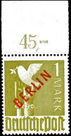 1 Mark Rotaufdruck Oberrand Platte Ndgz. Tadellos Postfrisch Und Ungefaltet! Fotoattest Hans-Dieter Schlegel BPP (für Sa - Andere & Zonder Classificatie