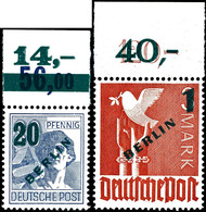 5 Pf Bis 1 Mark Grünaufdruck Oberrand Platte Bzw. 10 Pf Walze (64 P OR Ndgz, 65 W OR, 66 P OR Ndgz., 67 P OR Ndgz.) Tade - Andere & Zonder Classificatie