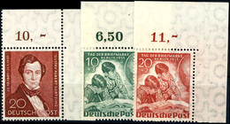 20 Pf Lortzing Sowie 10+3 Und 20+2 Pf Tag Der Briefmarke Je Als Unbeschriftete Rechte Obere Bogenecke Tadellos Postfrisc - Other & Unclassified