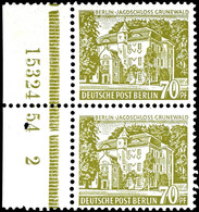 70 Pfg. Berliner Bauten, Paar Vom Bogenrand Mit HAN "15324. 54 2", Postfrisch, Mi. 980.-, Katalog: 123HAN ** - Other & Unclassified