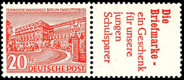 Berliner Bauten 1952, 20 Pfg + R2, Waagerechter Zusammendruck, Tadellos Postfrisch, Mi. 95.-, Katalog: W17 ** - Other & Unclassified