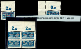 3 Verschiedene Werte WoBau/Notopfer Tadellos Postfrisch: 2aEZa Oberrand, 2a EZb ER Links Oben (gepr. Harlos BPP), 2b CZ  - Other & Unclassified