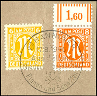 8 Pf. Rotorange, Zähnung C, Oberrandstück Mit 6 Pf. A. Kleinem Briefstück, Fotobefund Hettler BPP, Mi. 900,-, Katalog: 2 - Andere & Zonder Classificatie