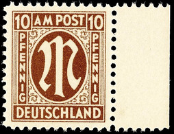 10 Pfg AM-Post, Deutscher Druck, Zähnung D, Postfrisch - Kl.  Gelber Fleck Auf Der Gummierung, Fotoattest Wehner BPP (20 - Other & Unclassified