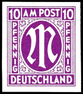 10 Pf. Purpur, Ungezähnter Probedruck, Tadellos Postfrisch, Fotoattest Schlegel BPP, Mi. 1200,-, Katalog: 22PIUav ** - Other & Unclassified