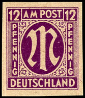 12 Pf. Ungezähnter Probedruck Auf Sog. "Bremer Papier", Tadellos Postfrisch, Fotoattest Wehner BPP, Mi. 800,-, Katalog:  - Other & Unclassified