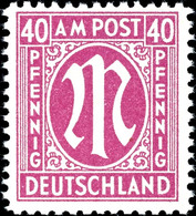 40 Pf. AM-Post Deutscher Druck, Rotlila, Gez. 11:11½, Postfrisch, Fotobefund Hettler BPP: "echt Und Einwandfrei", Mi. 20 - Andere & Zonder Classificatie