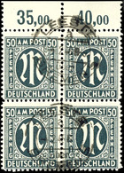 50 Pf. Schwarzgrün, A-Zähnung, Gest. Oberrandviererblock, Fotobefund Hettler BPP, Mi. 160,-, Katalog: 32aAz(4) O - Andere & Zonder Classificatie