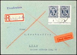 80 Pf. Schwarzviolettultramarin, Im Waagerechten Unterrandpaar Auf überfrankiertem, Gelaufenem Eilboten-R.-Brief, Fotobe - Other & Unclassified