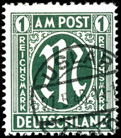 1 M. Mit Plattenfehler Auf Der Linie Unter ND Von DEUTSCHLAND, Gestempelt "USLAR 27.5.46", Sehr Selten, Gepr. Schlegel A - Andere & Zonder Classificatie