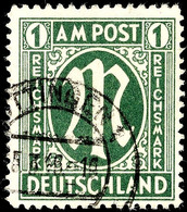 1 Reichsmark AM-POST Dunkelgraugrün, Gestempelt "GÖTTINGEN ..5.3.46", Tadellos, Gepr. Schlegel A. BPP, Mi. 550.-, Katalo - Other & Unclassified
