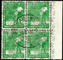 10 Pf. Arbeiter Smaragdgrün, Netzaufdruck, Geprüft Arge Kontrollrat, Mi. 180,-, Katalog: 39IId(4) O - Other & Unclassified