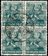 16 Pf. Arbeiter Schwarzblaugrün, Viererblock, Netzaufdruck, Gepr. Arge Kontrollrat, Mi. 160,-, Katalog: 42IIb(4) O - Other & Unclassified