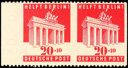 20 Pfg. Berlin-Hilfe Im Senkrechten Ungezähnten Randpaar, Die Randmarke * , Die Andere **, Mi. (ca.) 180,-, Katalog: 102 - Andere & Zonder Classificatie