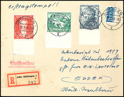 10 - 30 Pfg. Goethe Mit Ersttagsstempel "GÖTTINGEN 15.8.49"  Auf Portogerechtem R-Brief Nach Essen Mit Ankunftsstempel,  - Other & Unclassified