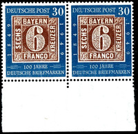 10 - 30 Pfg 100 Jahre Deutsche Briefmarken, Waagerechte Paare Mit Unterrand, 3 Werte Komplett, Tadellos Postfrisch, Unsi - Other & Unclassified