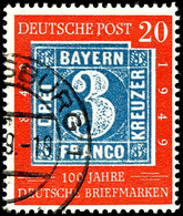 20 Pfg. 100 Jahre Briefmarken Mit Plattenfehler "weißer Strich Unter P Von Post", Gestempelt, Mi. 180.-, Katalog: 114II  - Andere & Zonder Classificatie