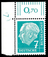 7 Pfg Heuss Mit Linker Oberer Bogenecke Und Druckerzeichen "7" (Pos. 1a), Tadellos Postfrisch, Unsigniert, Kabinett, Kat - Other & Unclassified