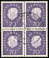 70 Pfg Heuss Medaillon, Kabinett-Viererblock Mit Stempel "WEINHEIM 9.4.64", Mi. 500.-, Katalog: 306(4) O - Andere & Zonder Classificatie