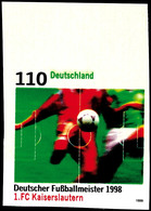 110 Pfg Deutscher Fußballmeister 1998, Ungezähnt, Oberrandstück, Tadellos Postfrisch, Michel Unbekannt, Katalog: 2010U * - Andere & Zonder Classificatie