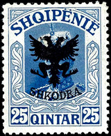 1920, 1 Quarter-50 Quarter Freimarken Mit Aufdruck "SHKODRA", Ungebraucht, 1 Und 25 Quarter Geprüft., Katalog: 67/75 * - Deutsche Bes.: Albanien