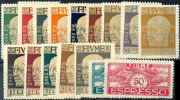 Kpl. Satz, Dabei MiNr. 109-111 *, Sonst Alle Postfrisch, Mi. 350,--, Katalog: 98/113 **, * - Fiume