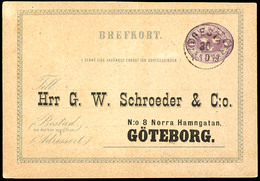 6 Öre, Ganzsachenkarte Mit Firmenzudruck Von "LYRESTADT 30 10 1879" Nach Göteborg, Katalog: P1CII GA - Zweden