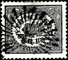 1856, 1 Schwedische Krone Schwarz, Gestempelt, Mi. 380,-, Katalog: 6 O - Sweden