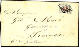 1849, 5 Cent Waadt Grauschwarz/bräunlichrot, Breit Bis überrandig, Mit Schwarzer Genfermarke Auf Brief Von Genf (ausnahm - Other & Unclassified