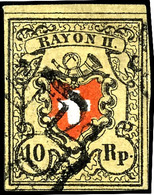 1850, 10 Rp. Rayon II. Ohne Kreuzeinfassung, Type 3 Von Druckstein A2 (RU), Vollrandiges Und Farbfrisches Kabinettstück, - Other & Unclassified