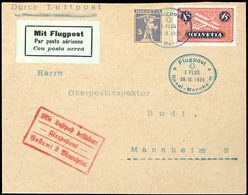 1925, Erstflug Basel-Mannheim, Brief Mit 45 Rp Flugpost Und 5 Rp Tell Mit Entsprechendem Sonderstempel "28.IX.1925" Nach - Other & Unclassified