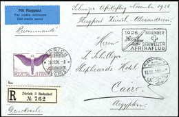 1926, Afrikaflug, Zürich - Alexandria, R-Drucksachen-Umschlag Mit 1 Fr. Flugpost Von "ZÜRICH FLUGPOST 28.XI.26" Nach Kai - Other & Unclassified