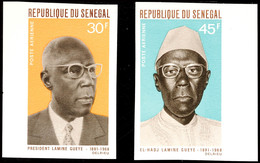 30 U. 45 Fr. 1. Todestag Von Amadou Lamine-Guéye 1969, Randstücke Breitrandig Ungezähnt Statt Gezähnt, Tadellos Postfris - Sénégal (1960-...)
