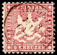 9 Kr. Lilarot, Farbfrisches, Restauriertes Exemplar Mit Ideal Eingepasstem K2 "HEILBRONN", Mi. 1.000.-, Katalog: 24 O - Otros & Sin Clasificación