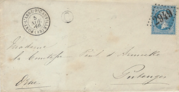 1866- Enveloppe De PONT-L'ABBE-PICAUVILLE  ( Manche ) Cad T15 Affr. N°22 Oblit. G C 2949  + C Boite Rurale N.i. - 1849-1876: Klassieke Periode