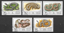 Russie   N° 4438  à 4442   Serpents    Oblitérés  B/ TB    - Serpenti