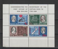 Nouvelle Zélande 1969 1er Voyage Du Capitaine Cook BF 27 ** MNH - Hojas Bloque