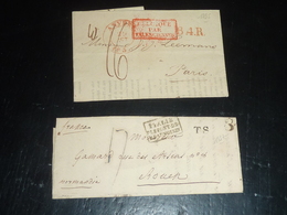 MARQUE D'ENTREES - 2 LETTRES PROVENANCE Cachet ROUGE ANVERS 1835 & ROME 1837 (AG) - Entry Postmarks