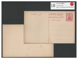 EGYPT King Fuad / Fouad 1923 RED 10 M Thebes Colossi Stationery Post Card MINT Never Used By De La Rue&Co London England - Lettres & Documents