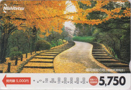 Carte Prépayée Japon - Paysage Arbre Route En Forêt - Tree Forest Landscape Japan Prepaid Bus Card - Nishi 2514 - Landschaften