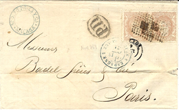 1871- Enveloppe De MALAGA Pour La France Affr. Y & T Paire N° 113  Entrée  ESPAGNE 4 St JEAN DE LUZ 4 Bleu - Briefe U. Dokumente