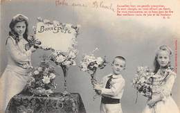 Thème      Bergeret       Bonne Fête.   Enfants Offrant Des Fleurs   (voir Scan) - Dans