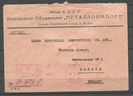 RUSSLAND RUSSIA 1930 Meter Marking Commercial Cover O Moskva To London Great Britain - Storia Postale