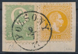 1867 2kr + Kőnyomat 3kr / Mi 2 Vegyes Bérmentesítés Kivágáson / Mixed Franking On Cutting 'POZSONY' (500.000) Cerificate - Altri & Non Classificati