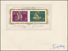 1959 Légrády Sándor Haydn és Schiller Blokk Bélyegterv A Tervező Aláírásával, Képméret: 11 Cm X 6 Cm - Otros & Sin Clasificación