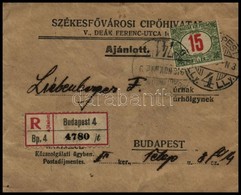 1916 Közszolgálati ügyben Postadíj Mentes Ajánlott Helyi Levél Ritka Pirosszámú 15f Portó Egyes Felhasználással! - Sonstige & Ohne Zuordnung