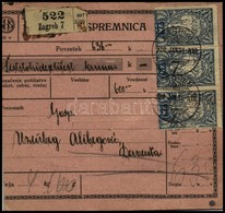 SHS 1920 Csomagszállító Hátoldalán Felezett Bélyeggel 'ZÁGREB' - Derventa - Sonstige & Ohne Zuordnung